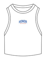 The Ribbed Crop Tank - White - Honor Pilates - Center Chest - EMB - Full Color