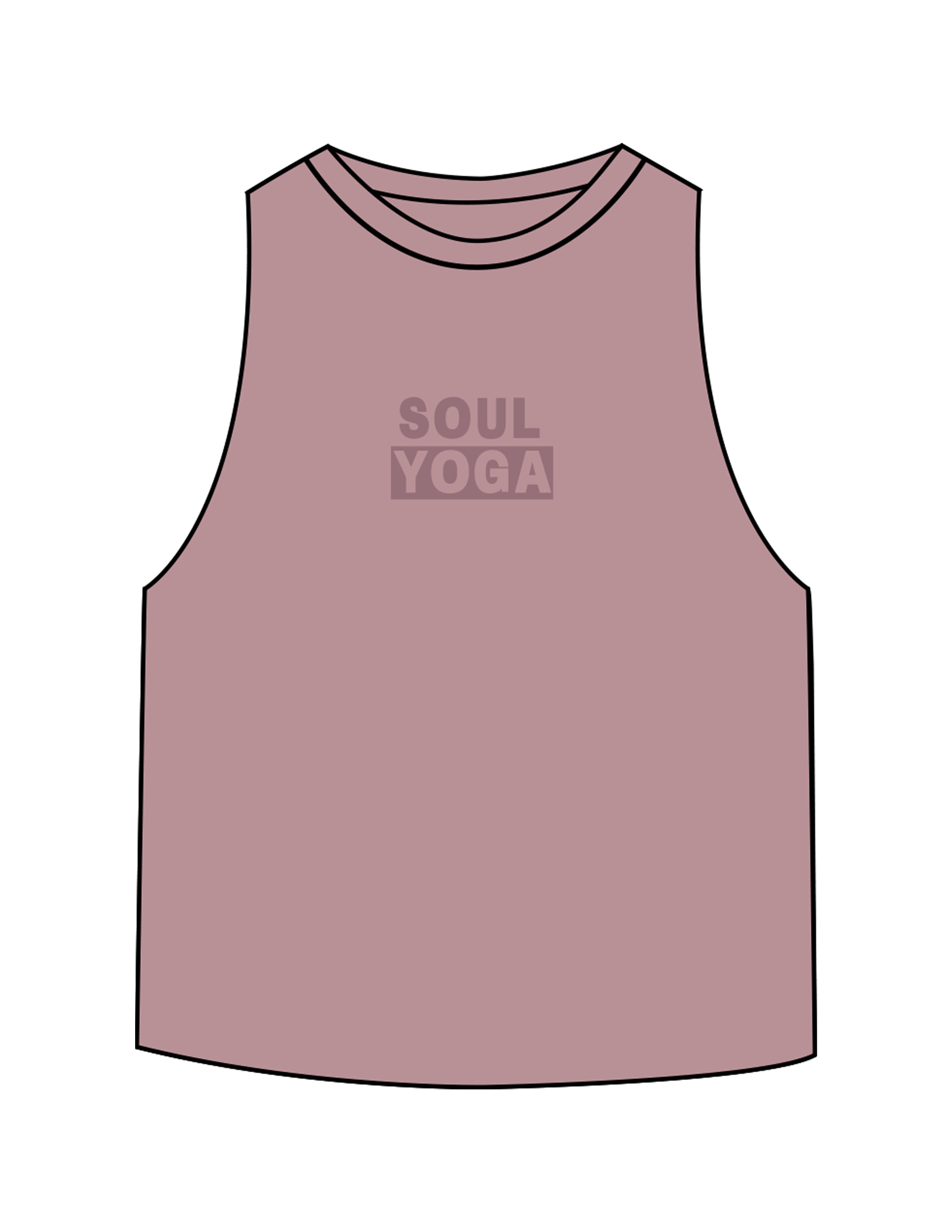 The Crop Muscle Racerback - Heather Orchid - Soul Yoga - Center Chest Stacked - Printed - Tone on Tone