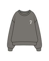 The Mens Crewneck - Washed Gray - STUDIO 7 - Left Chest "7" - Printed - White