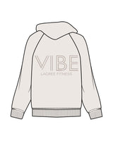 The Womens Hoodie - Bone - Vibe Hot Yoga & Pilates- Left Chest Stacked & Back Center Stacked - Printed - Tone on Tone