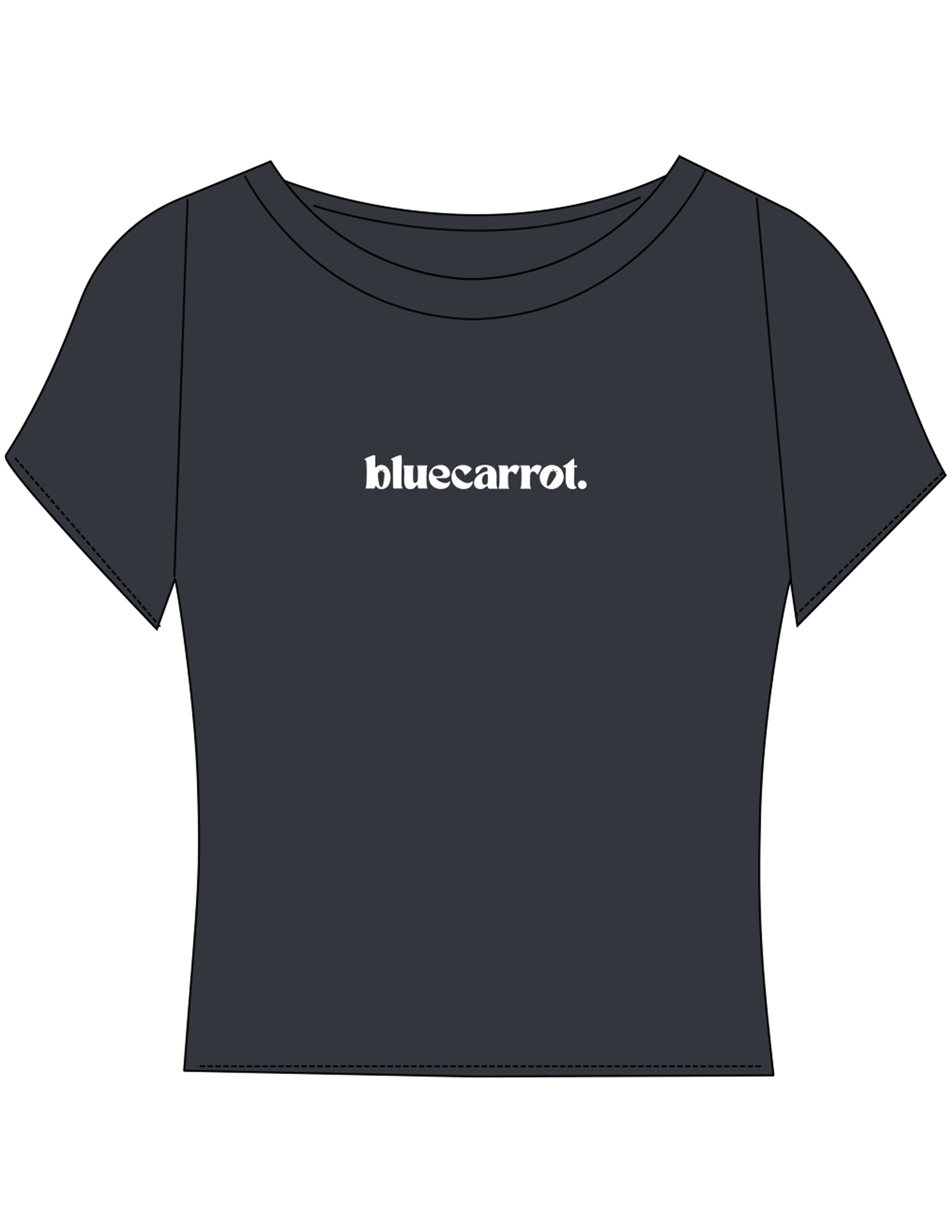 The Sporty Crop Short Sleeve - Grey - BlueCarrot -  Center Chest - Printed - White