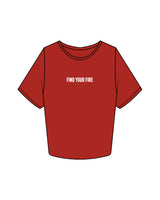 The Crop Tee - Red - Ignite Barre & Fitness - Center Chest & Back Round - Pritned - White