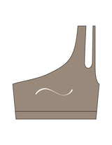The One Shoulder Bra - Brown - The Refinery Fitness Studio -  Center Chest - Printed - White