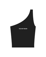 The One Shoulder Tank - Black - The Hot Room - Center Chest - Printed - White