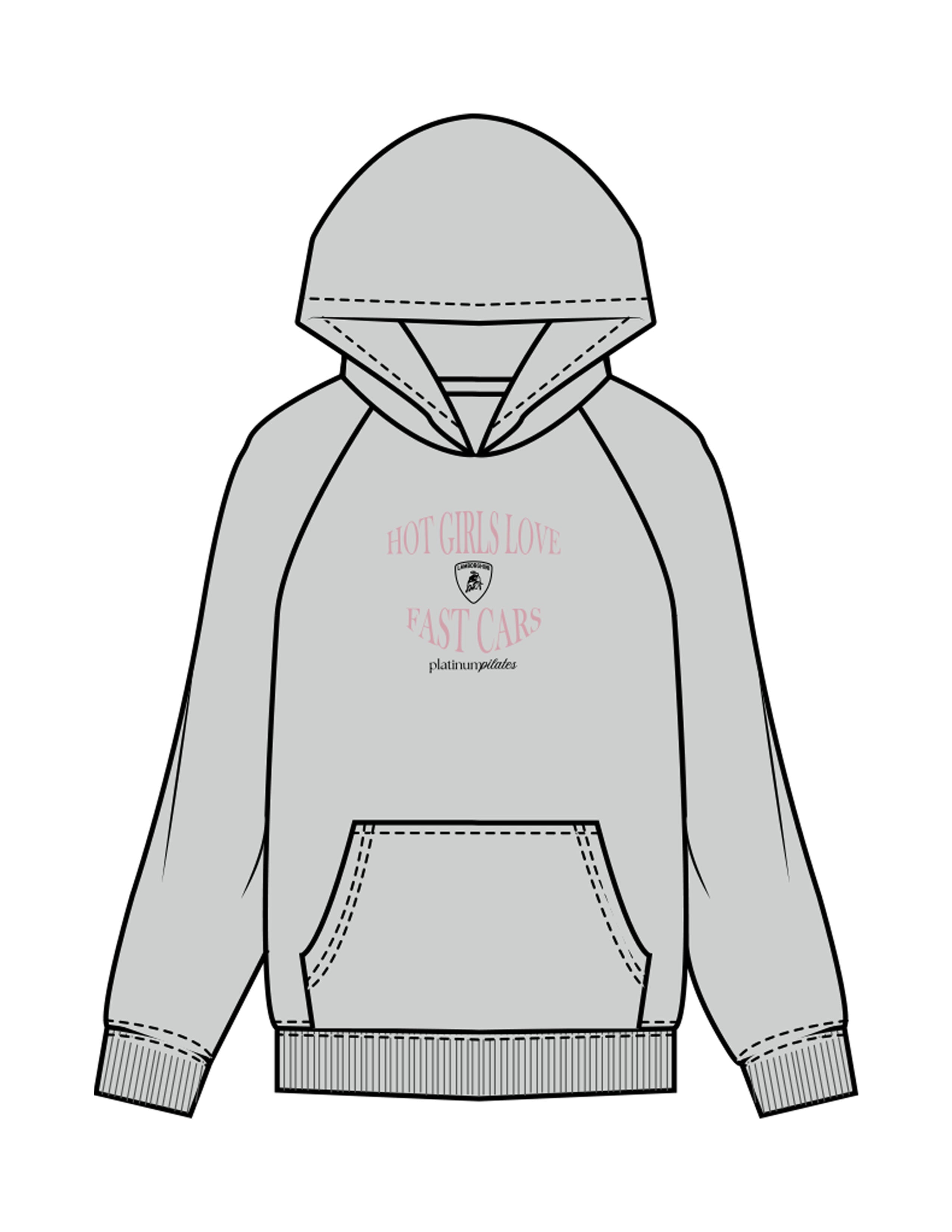 The Womens Hoodie - Storm - Platinum Pilates - Center Chest Stacked & Full Back - Printed - Full Color