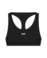The Racer Bra - Black - Higher Ground - Center Chest & Center Back - White