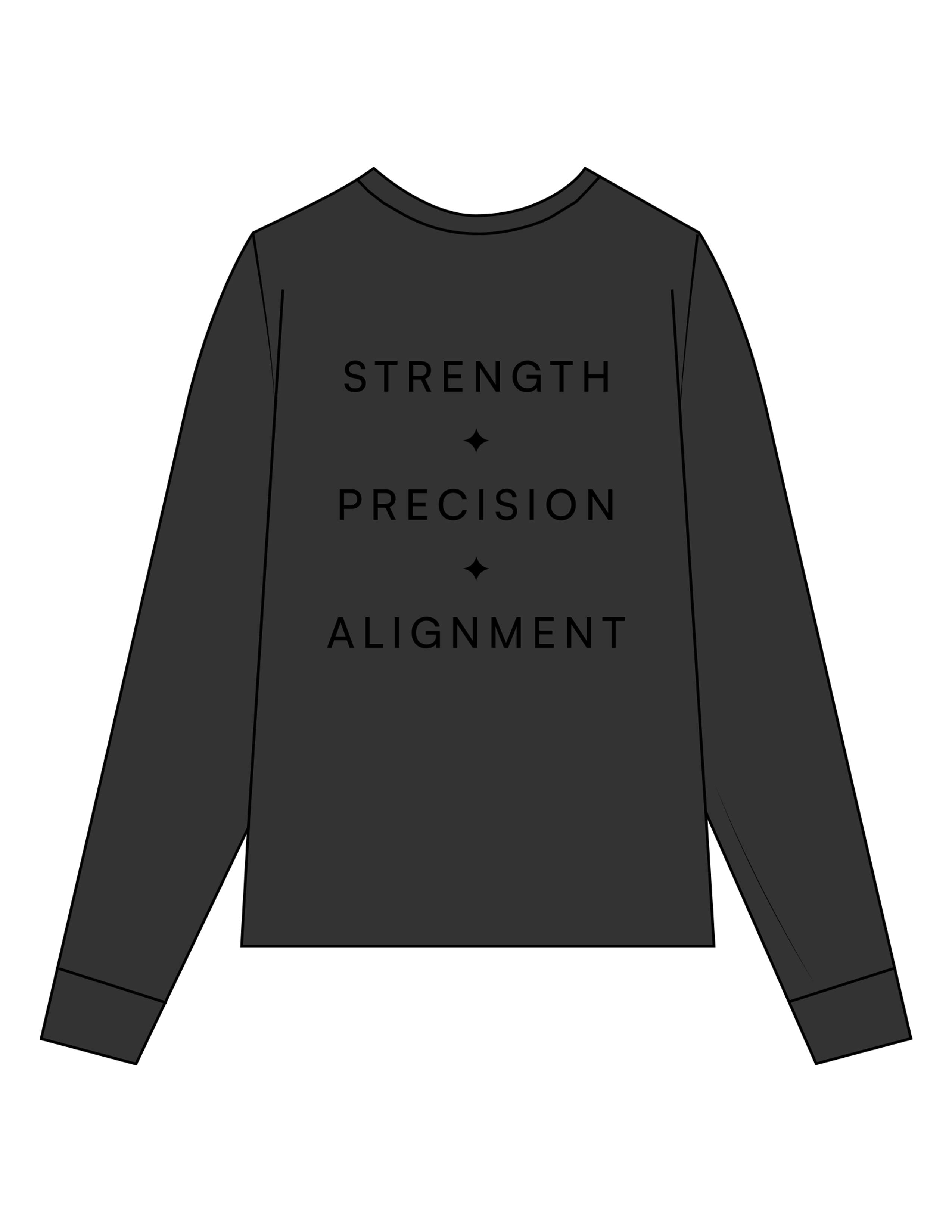 The Womens Heavyweight Long Sleeve - Washed Black - MegaCorps - Center Chest & Back Stacked - Printed - Black