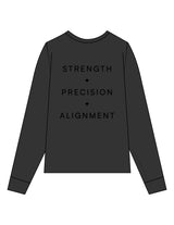 The Womens Heavyweight Long Sleeve - Washed Black - MegaCorps - Center Chest & Back Stacked - Printed - Black
