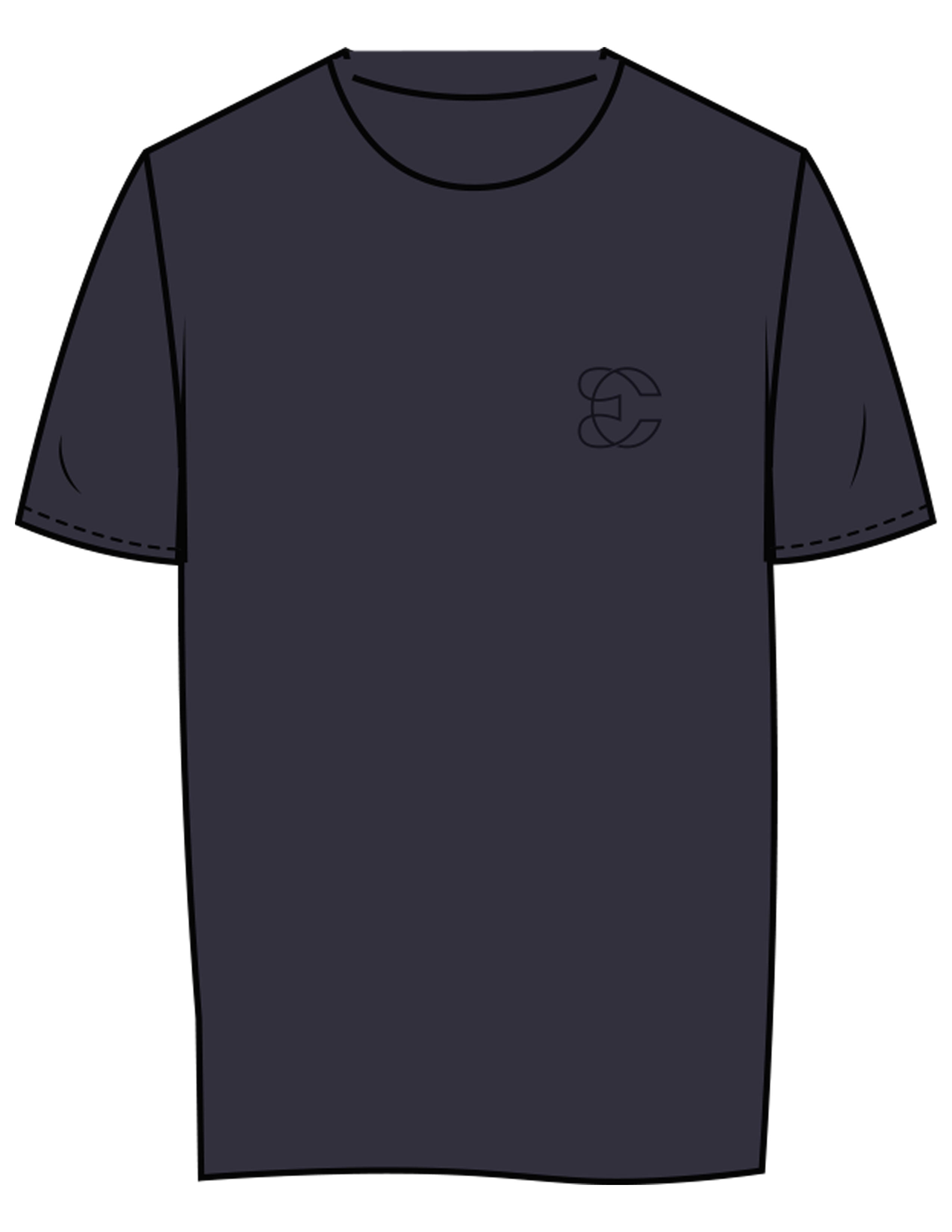 The Womens Tee - Midnight - Evolve Collective - Left Chest & Back Stacked Wavy - Printed - Tone on Tone