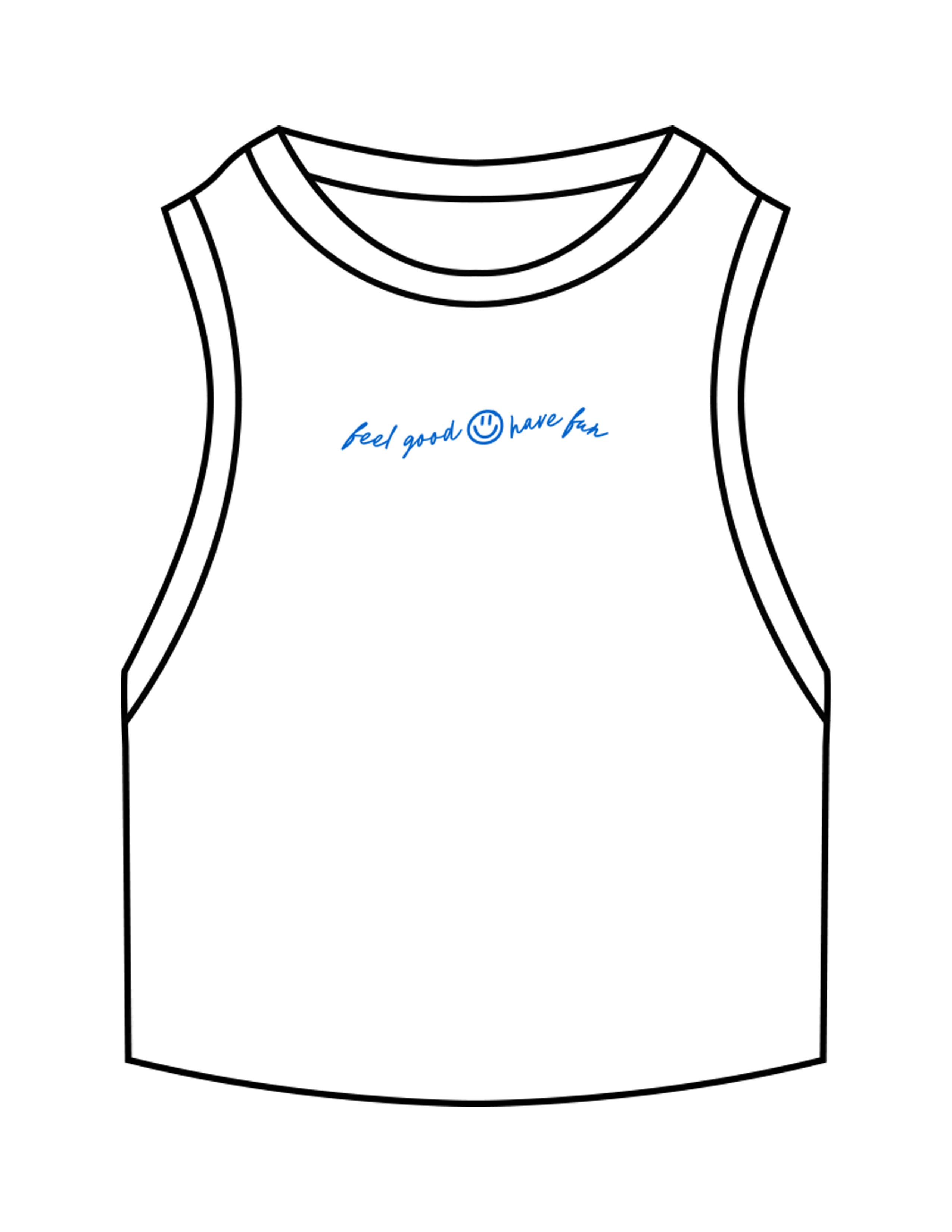 The Ribbed Crop Tank - White - Studio 78 - Center Chest Script - Embroidered - Blue