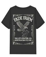 The Mens Heavyweight Tee - Washed Black - FadeFarm - Left Chest Stacked & Back Illustration - Printed - Full Color