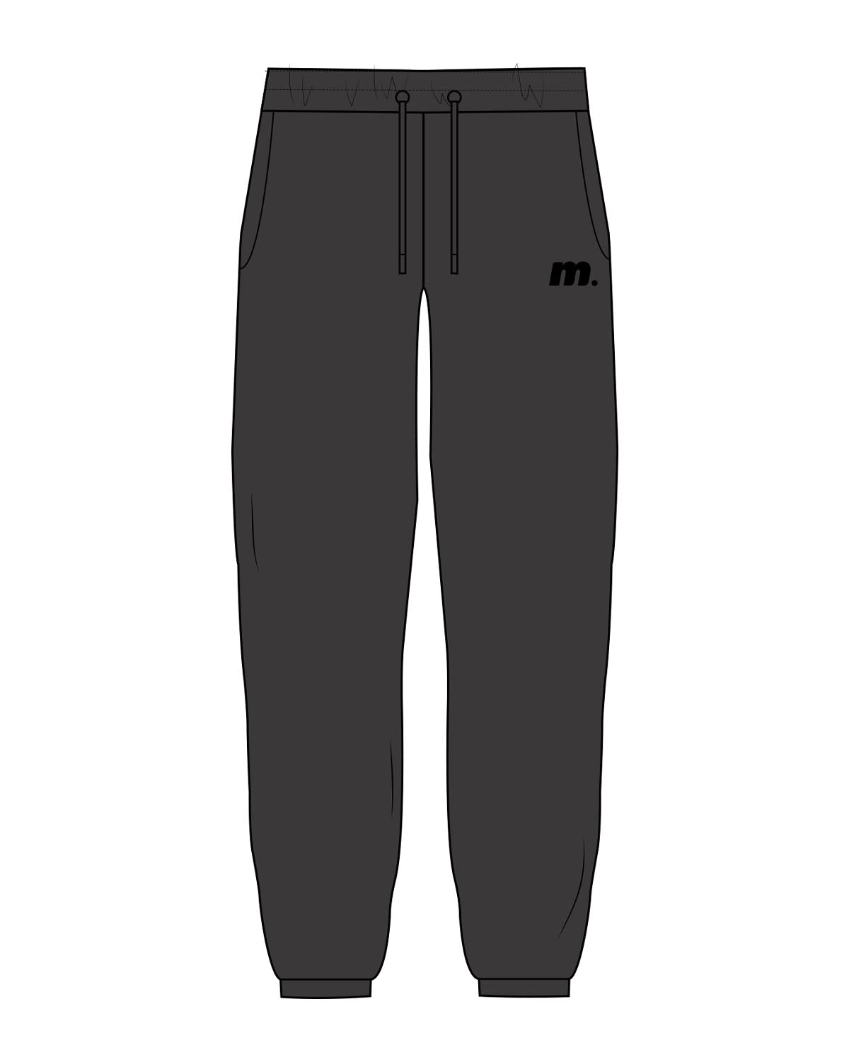 The Womens Classic Sweatpants - Washed Black - Motivate Movement - Left Leg - Printed - Black