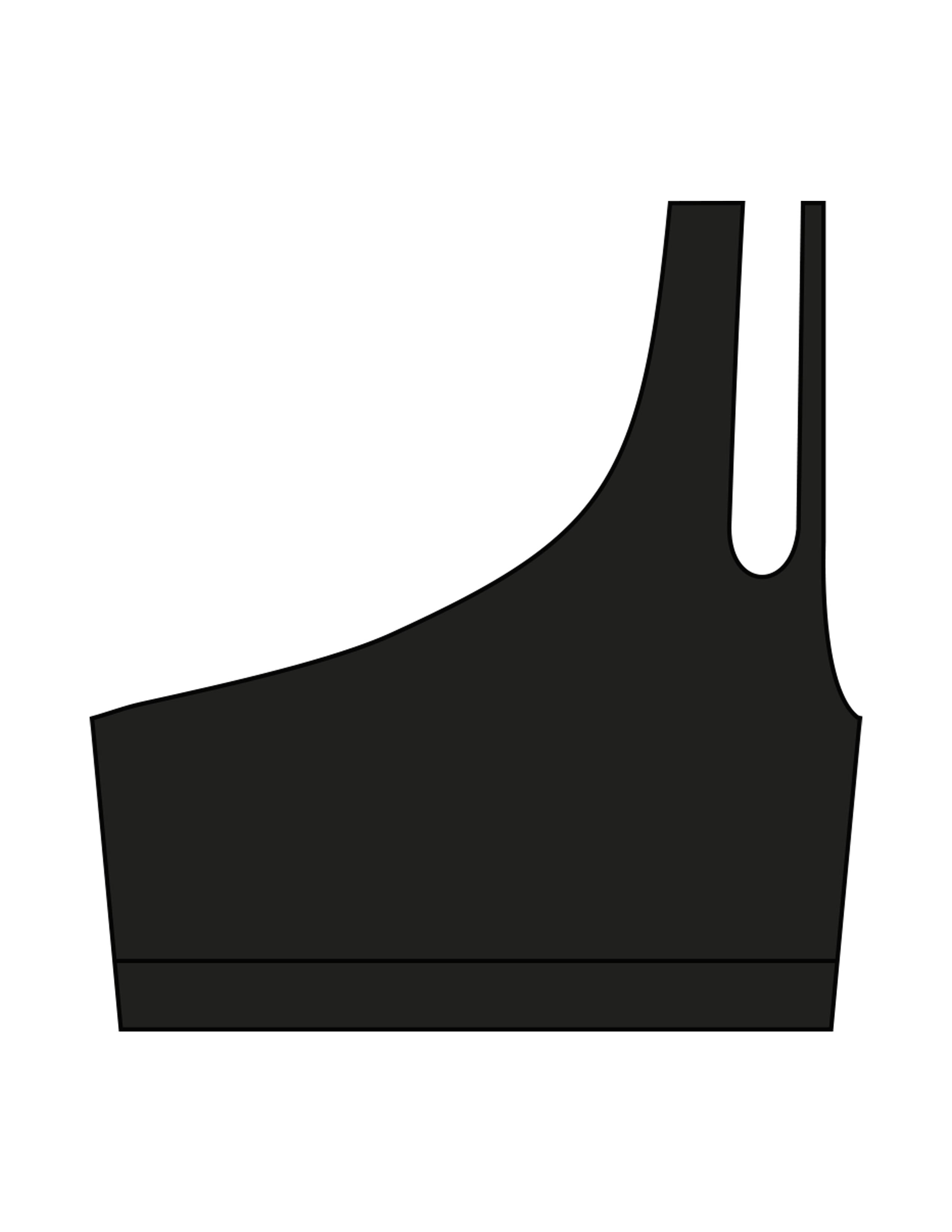 The One Shoulder Bra - Black - The Whole You Wellness - Center Back - Printed - Full Color
