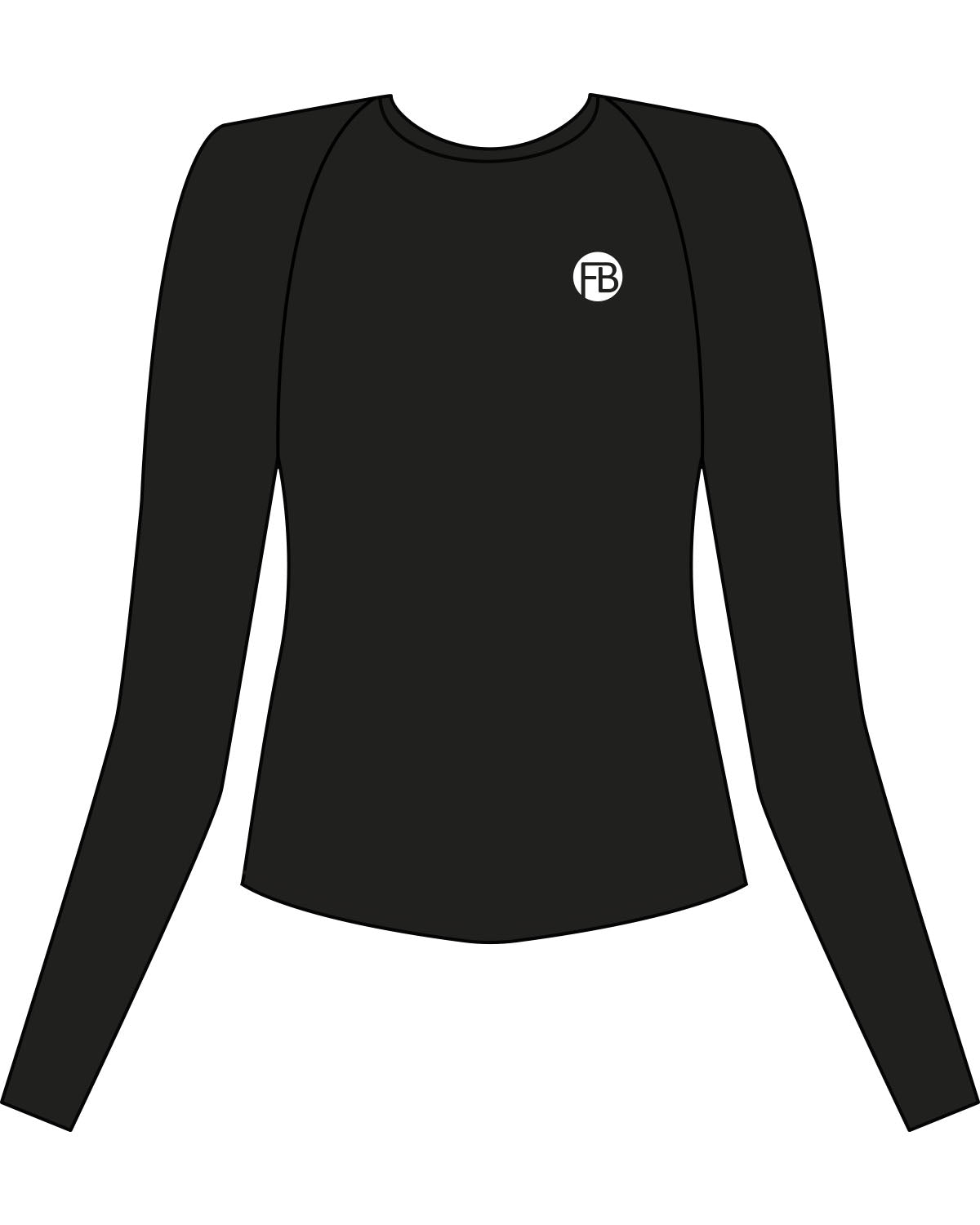 The Womens Sporty Long Sleeve - Black - Krista - Left Chest & Back Stacked - Printed - White