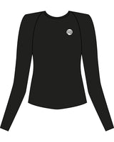 The Womens Sporty Long Sleeve - Black - Krista - Left Chest & Back Stacked - Printed - White
