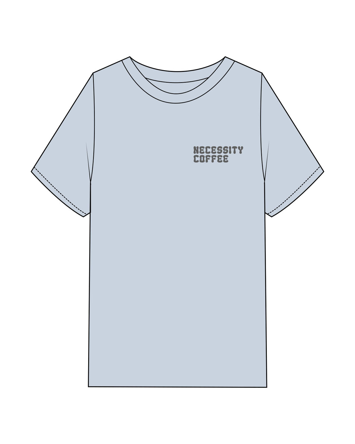 The Mens Heavyweight Tee -  Washed Powder - Necessity Coffee - Left Chest & Back Image - Printed - Charcoal