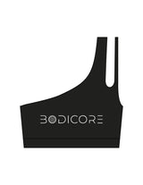 The One Shoulder Bra - Black - Bodicore - Center Chest - Printed - White