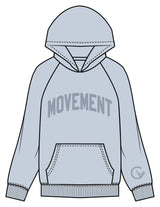 The Mens Hoodie - Powder -  Movement With Chels - Chest Arc & Left Sleeve - Printed - Tone on Tone