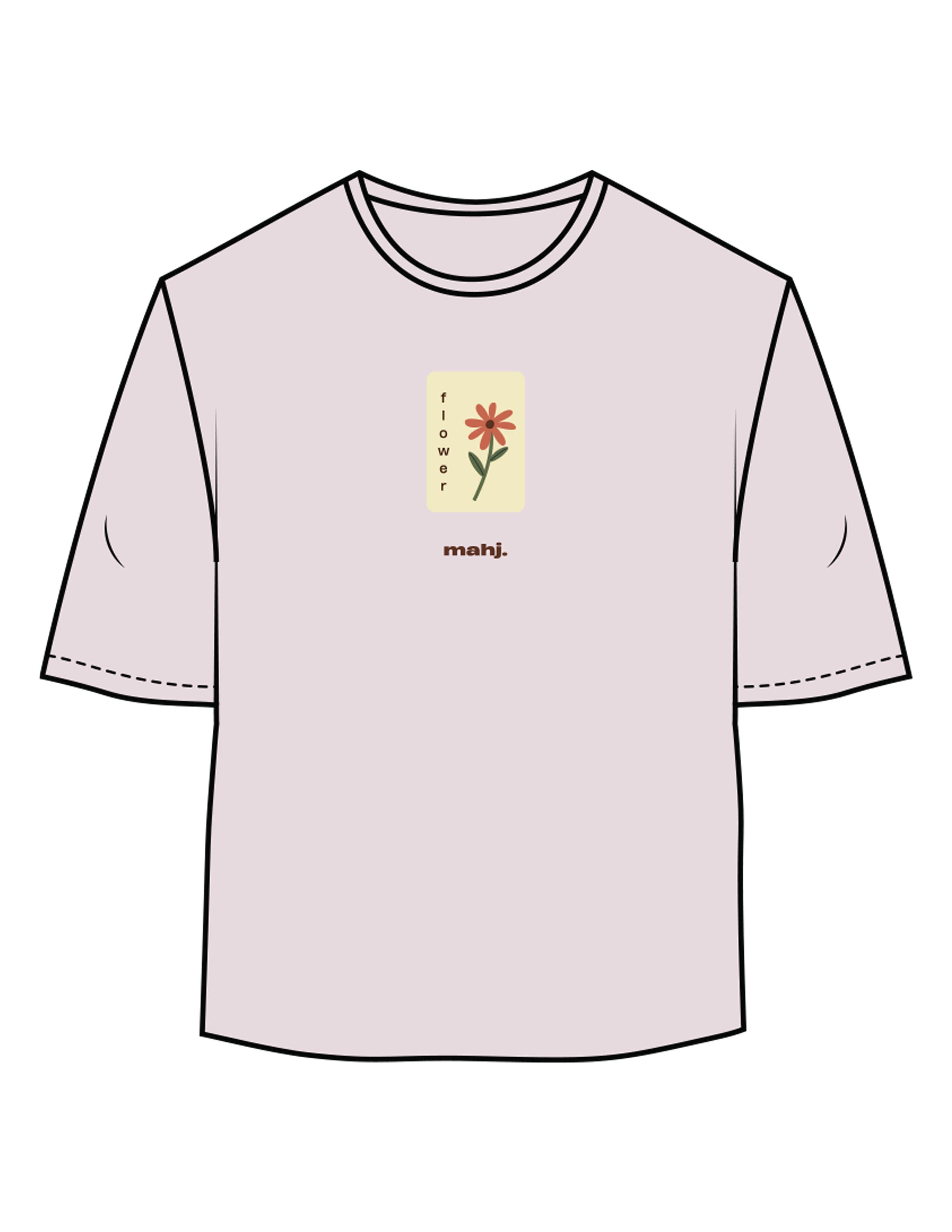 The Oversized Crop Tee - Orchid - Barnes. The Label - Chest Flower - Printed - Full Color