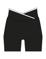 The Piped Crossover Short - Black - Saltvault Instructor - Back Waistline - Printed - White