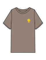 The Mens Heavyweight Tee - Washed Mushroom - Try Smile Collective - Left Chest & back Smiley - Printed - Yellow