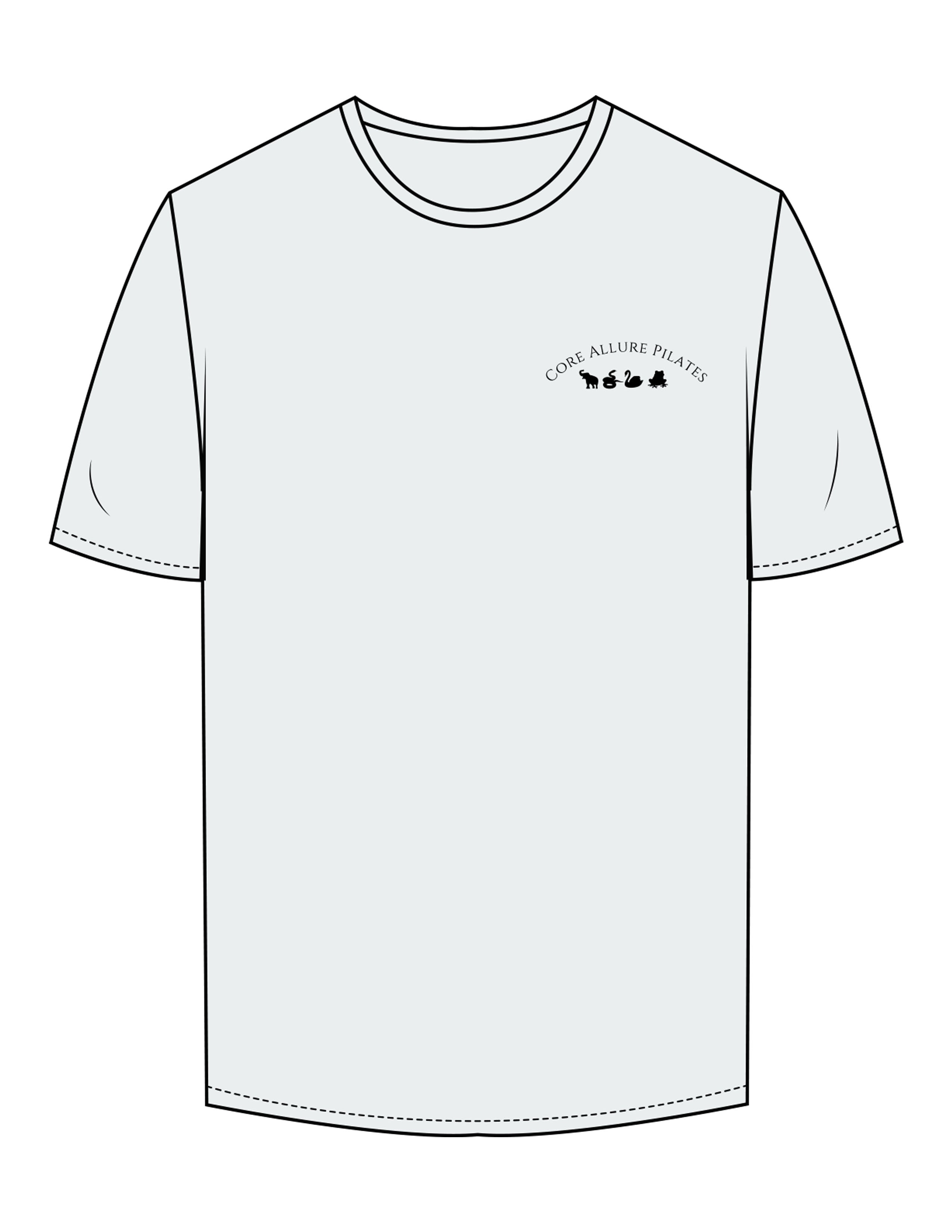 The Mens Tee - Seafoam - Core Allure Pilates - Left Chest Arc Stacked & Back Arc Stacked - Printed - Black