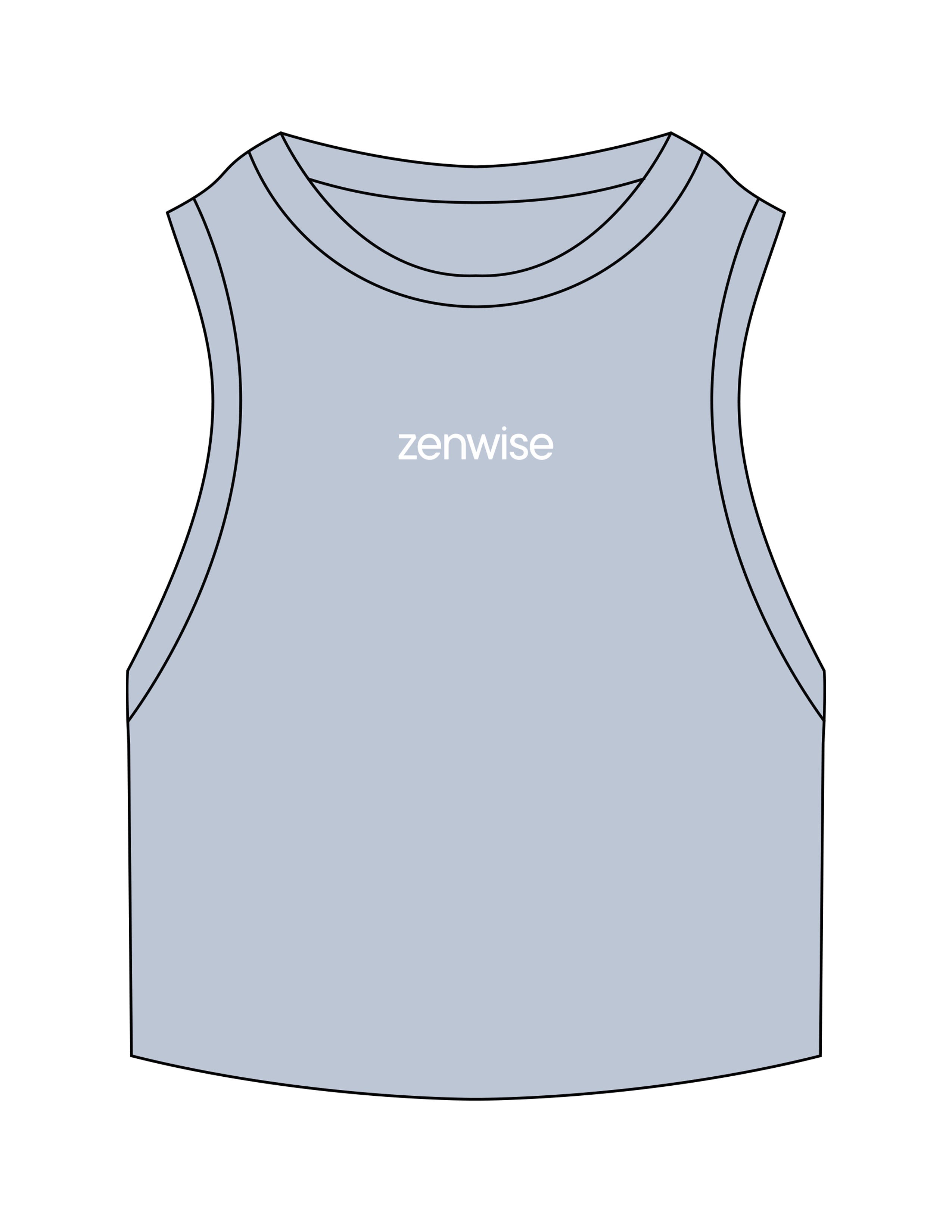 The Ribbed Crop Tank - Powder - Zenwise - Center Chest - EMB - White