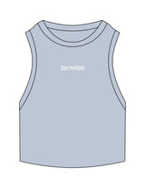 The Ribbed Crop Tank - Powder - Zenwise - Center Chest - EMB - White