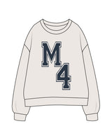 The Womens Crewneck - Bone - M4Lagree - Center Chest "M4" - Printed - Navy