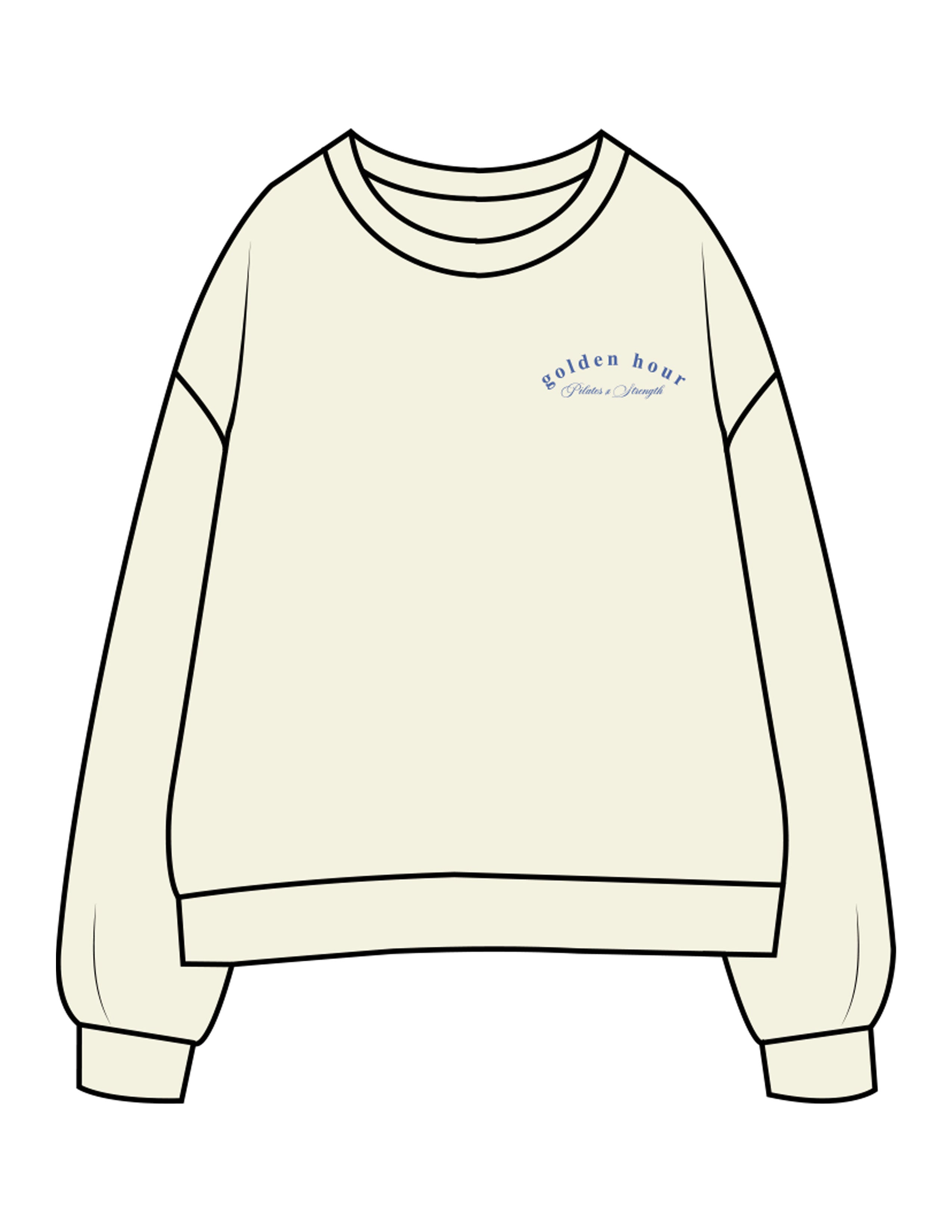 The Mens Crewneck - Butter - Golden Hour - Left Chest & Back Stacked - Printed - Blue