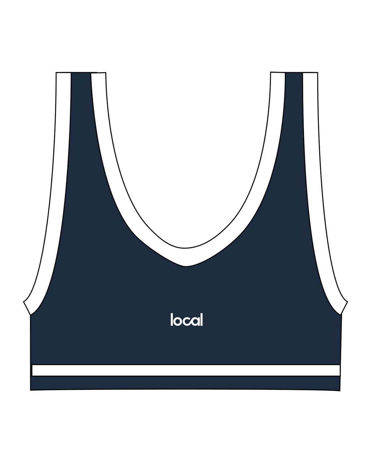 The Piped Bra - Navy - Local Lagree - Center Back - Printed - White