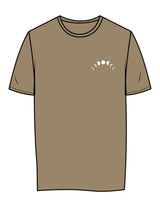 The Womens Tee - Sand - Symmetry Yoga - Left Chest & Back Stacked - Printed - White