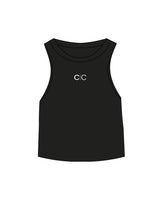 The Micro Rib Racer Crop - Black - Core Collective - Center Chest - Printed - White