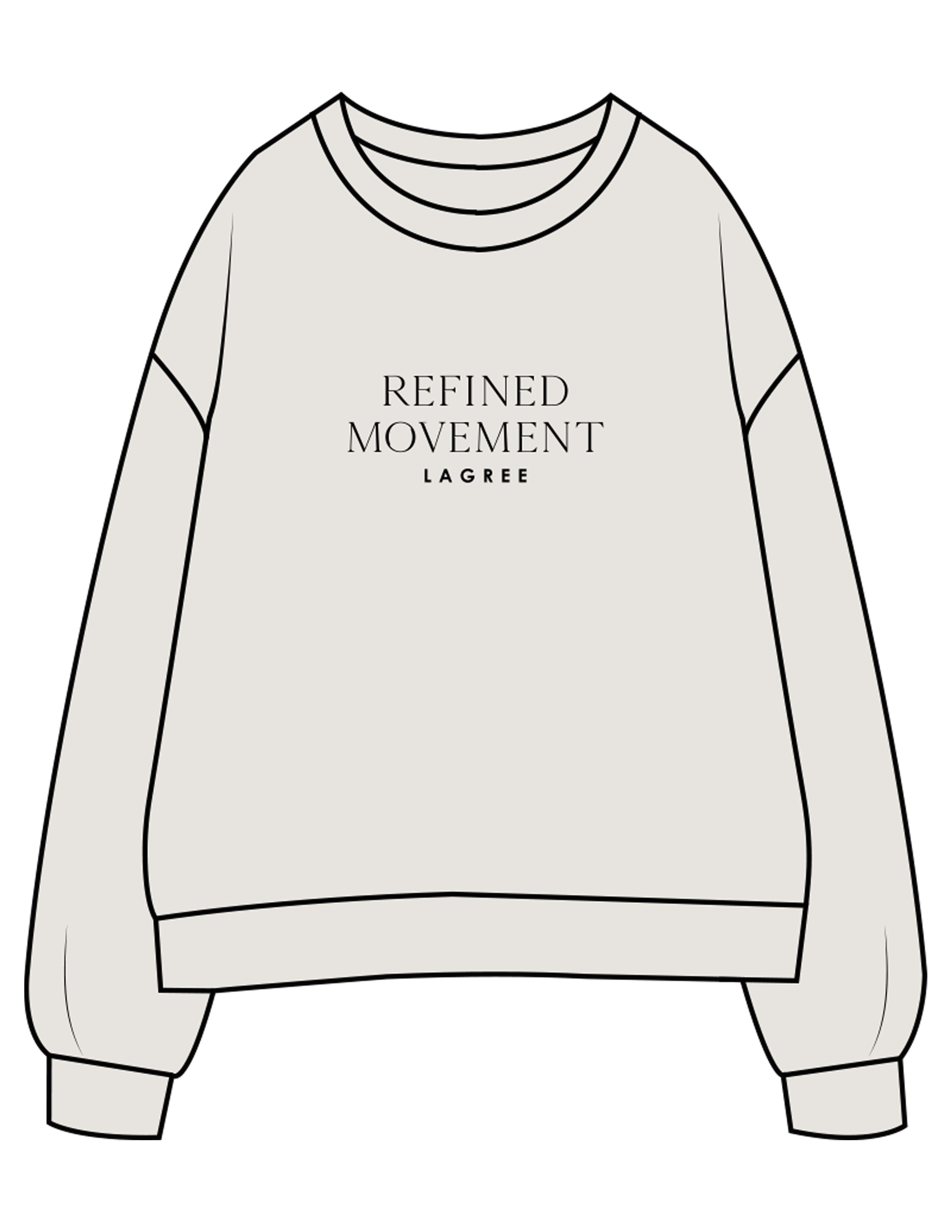 The Womens Crewneck - Washed Bone - Refined Movement - Center Chest Stacked - Printed - Black