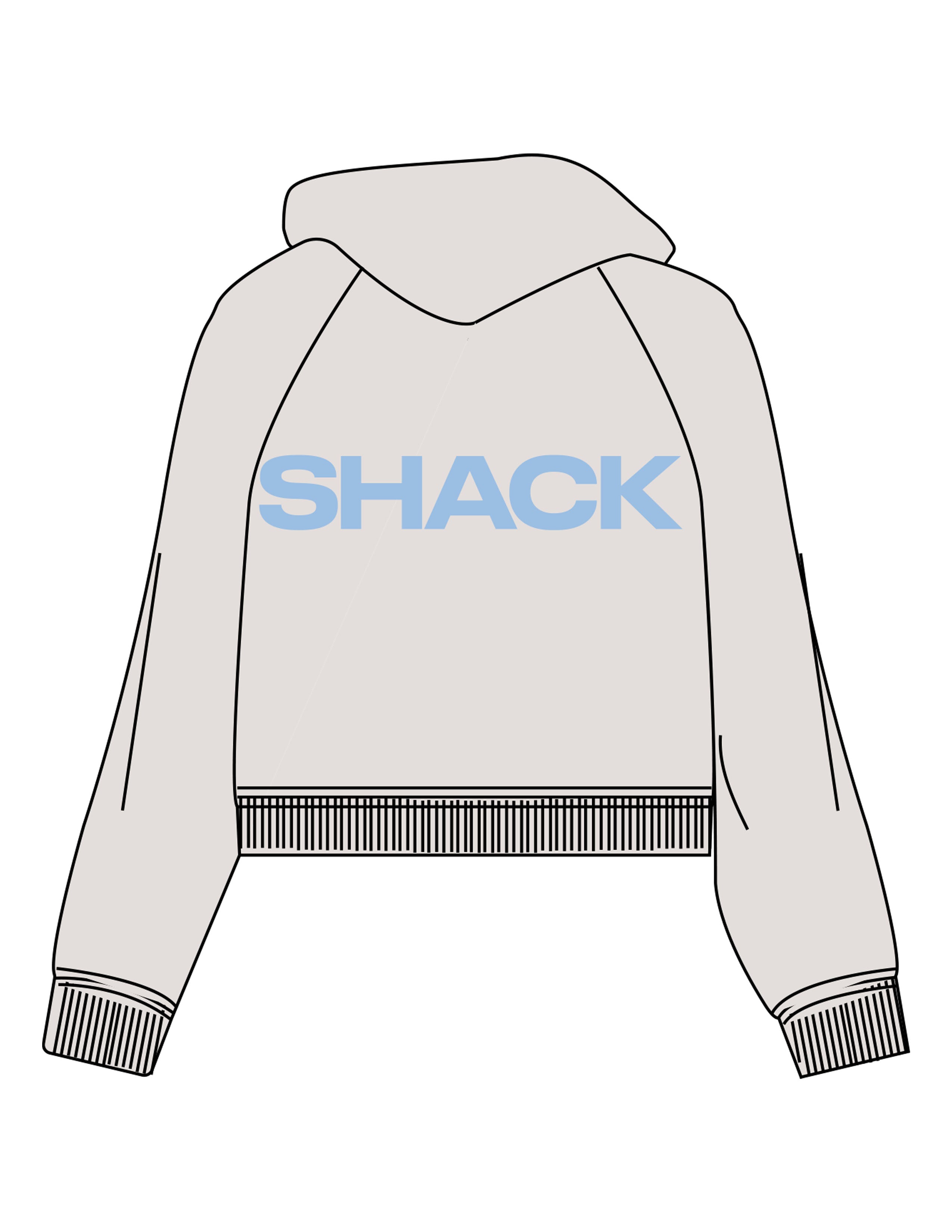 The Womens Crop Hoodie - Bone - Sweatshack - Center Chest & Center Back - Printed - Blue