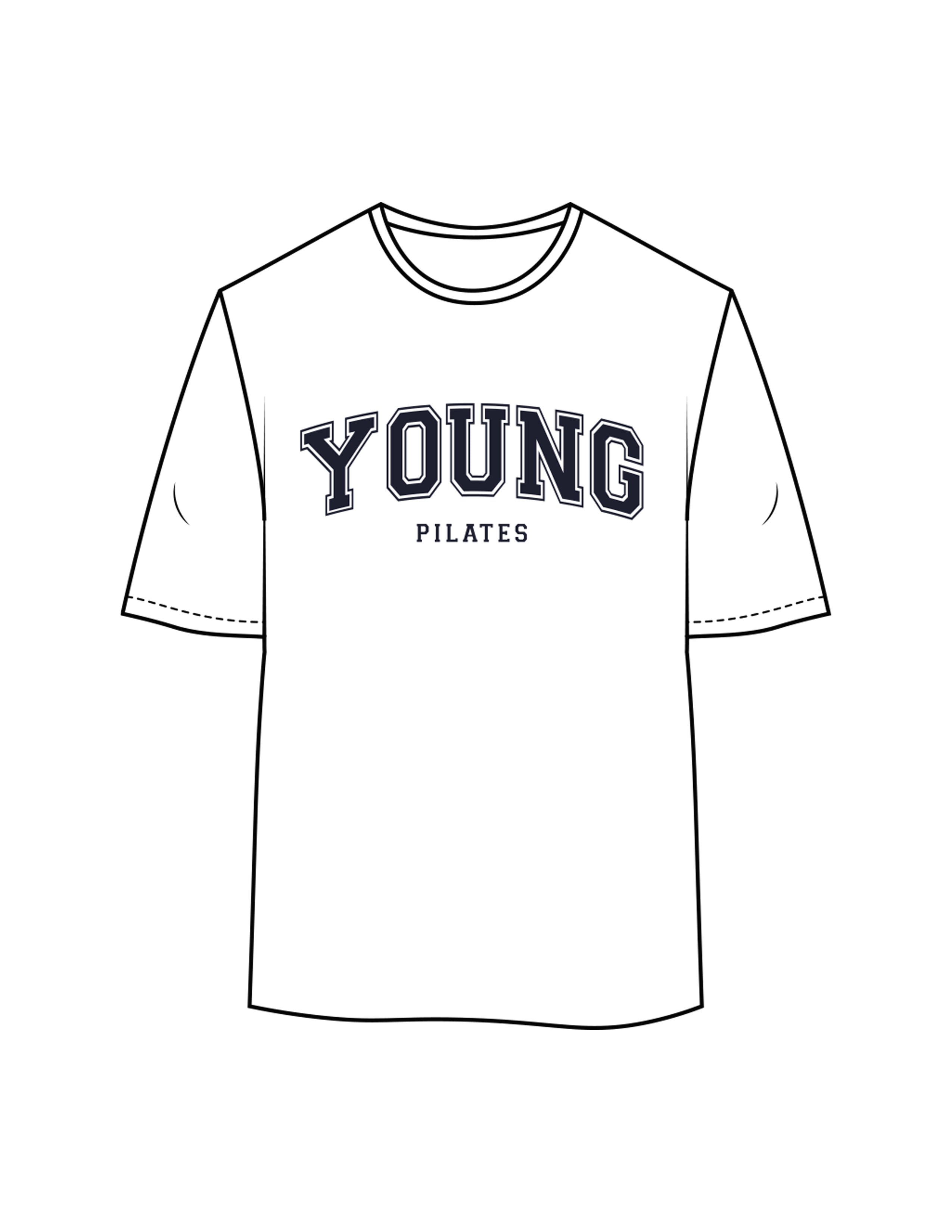 The Womens Oversized Tee - White - YP - Center Chest Stacked & Back Neckline - Printed - Navy