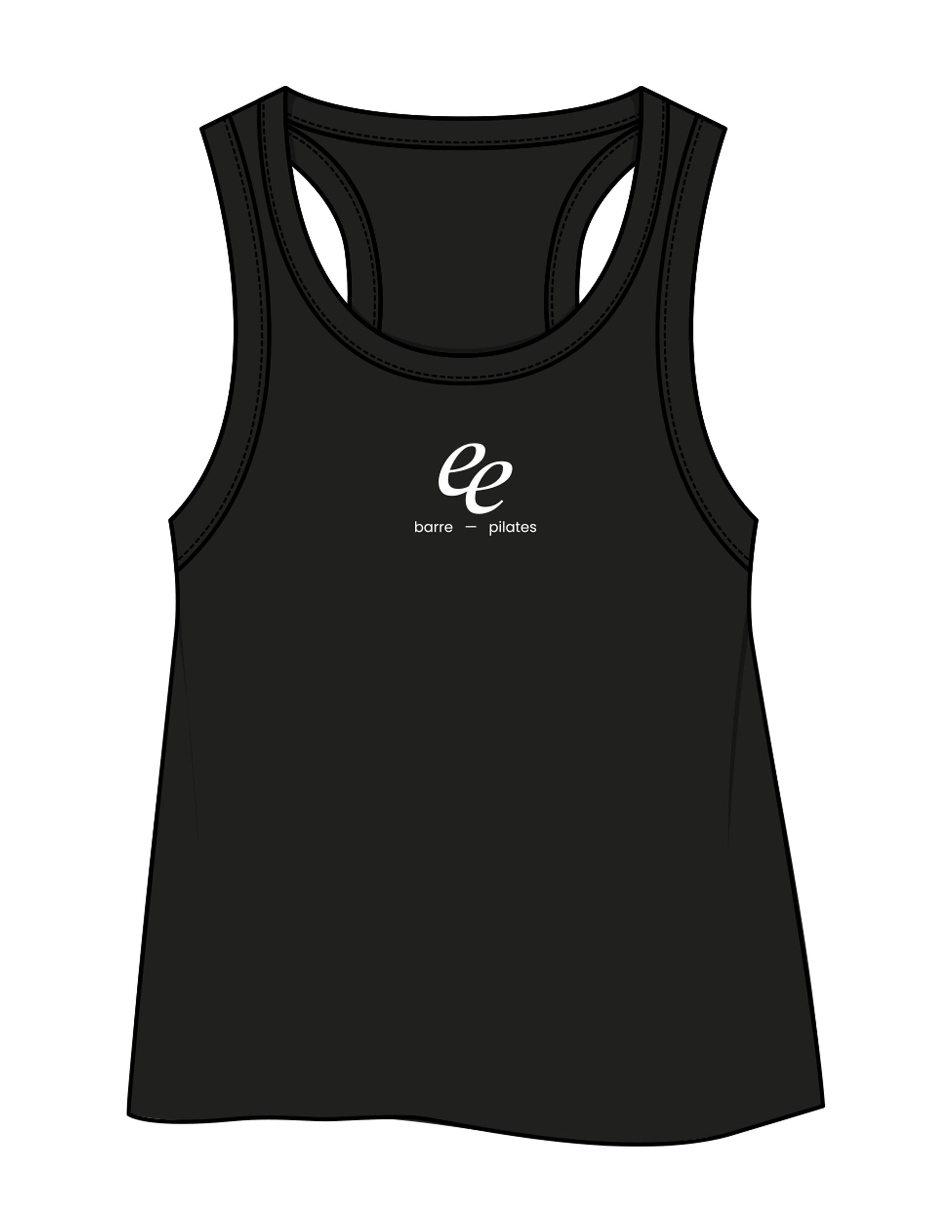 The Crop Tank - Black - Erabelle - Center Chest Stacked - Printed - White