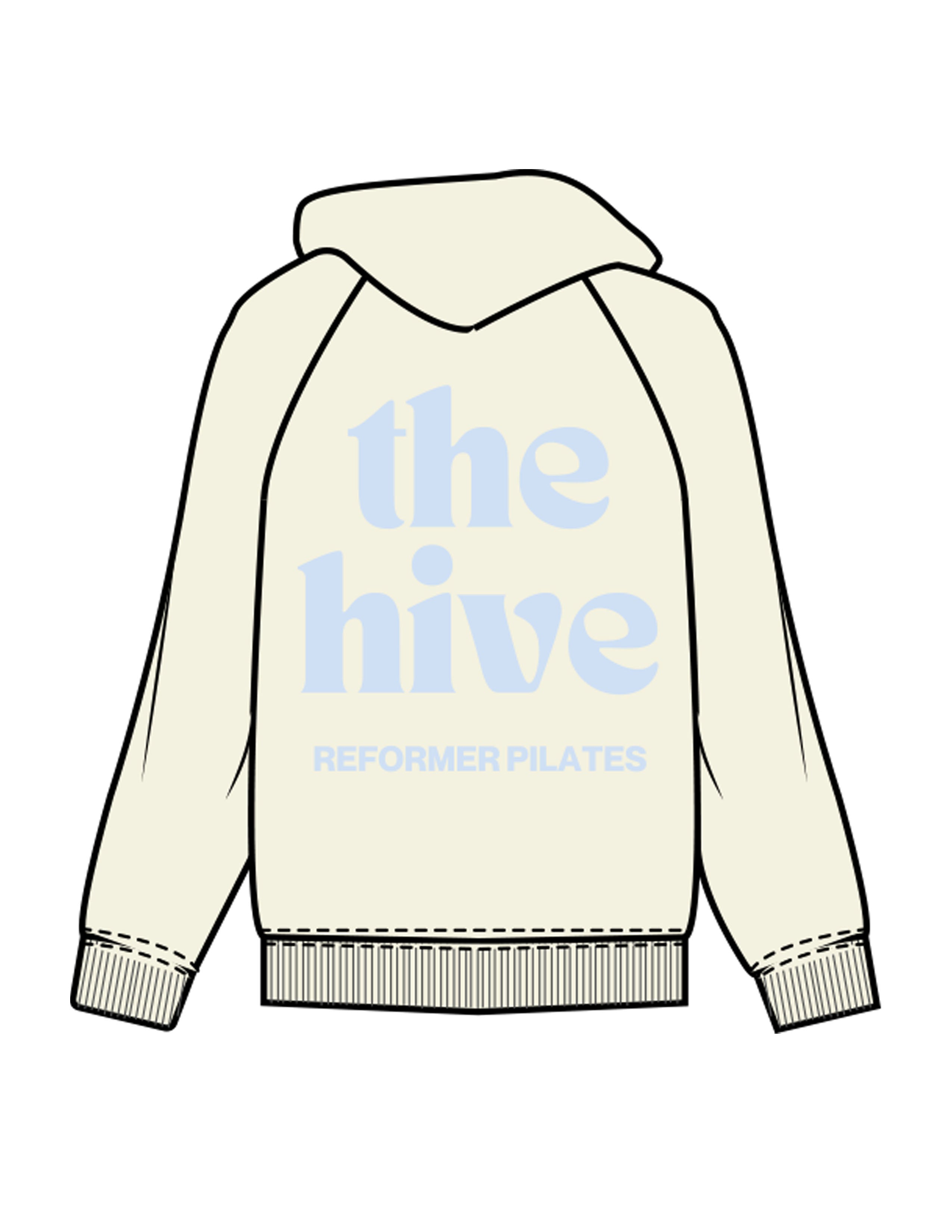 The Mens Hoodie - Butter - The Hive - Left Chest & Back Stacked - Printed - Baby Blue