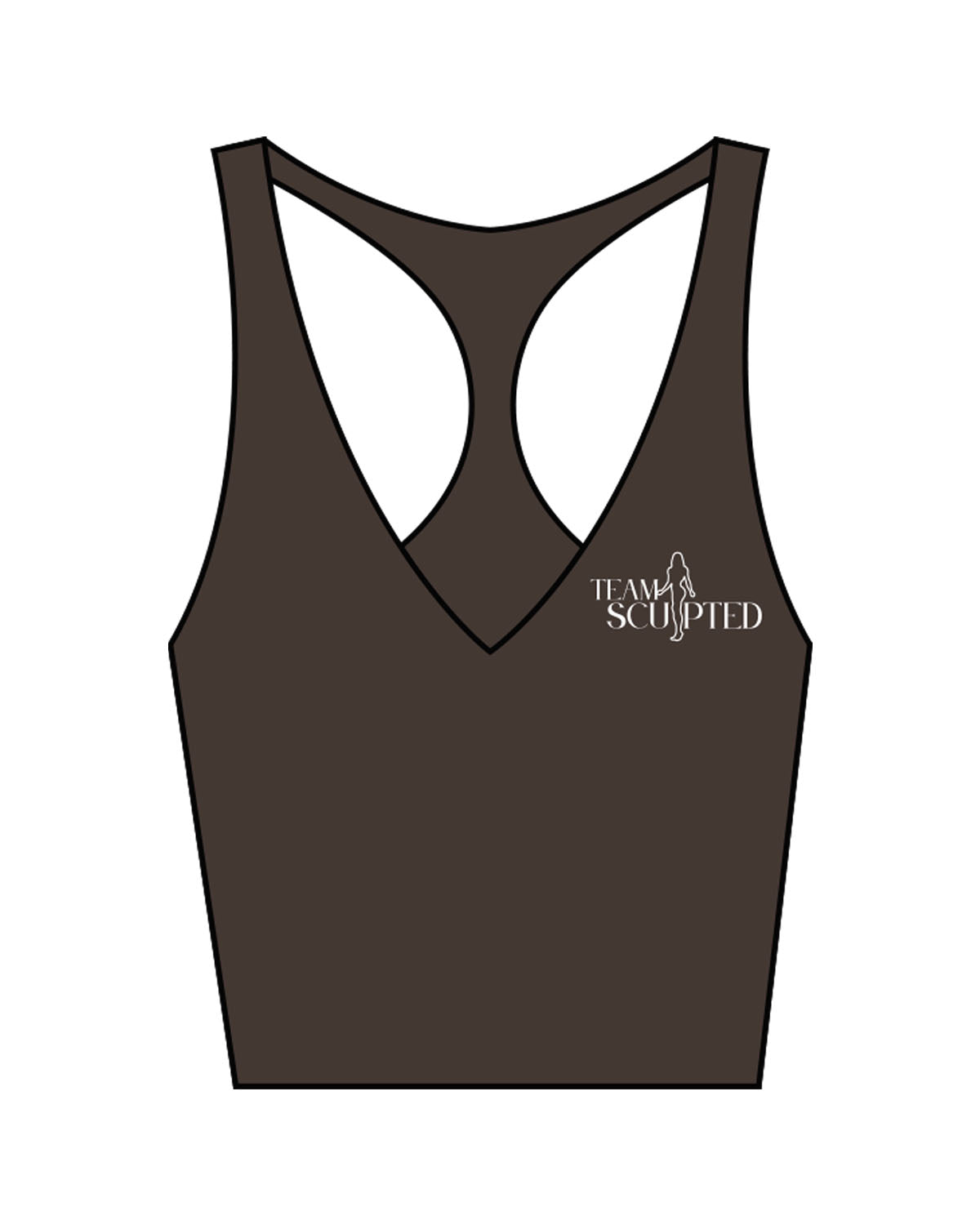 The Racer Tank - Cafe - Team Sculpted - Left Chest Logo & Center Back - Printed - White