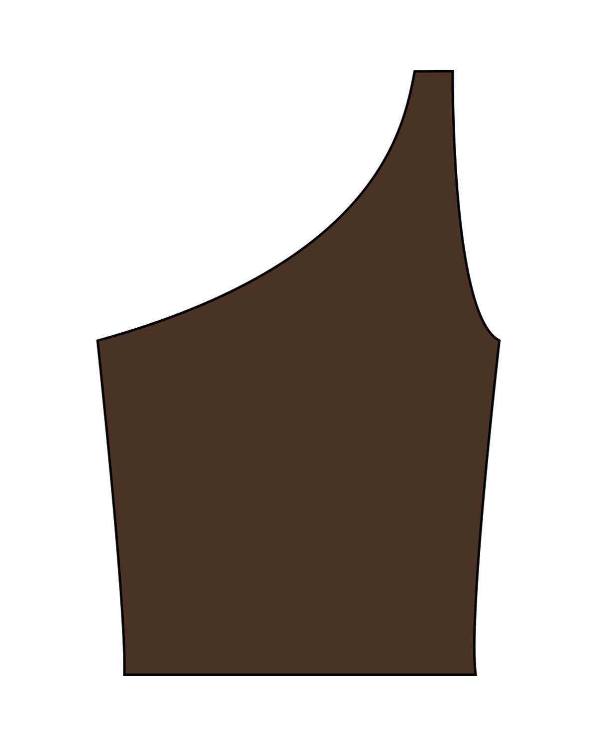 The One Shoulder Tank - Brown - MAT - Center Back - Printed - White