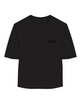 The Oversized Crop Tee - Black - Pure Movement LARK - Left Chest - Embroidered - Tone on Tone