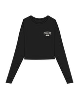 The Micro Rib Crop Long Sleeve - Black - Corefire Coach - Left Chest Stacked - Printed - Cream