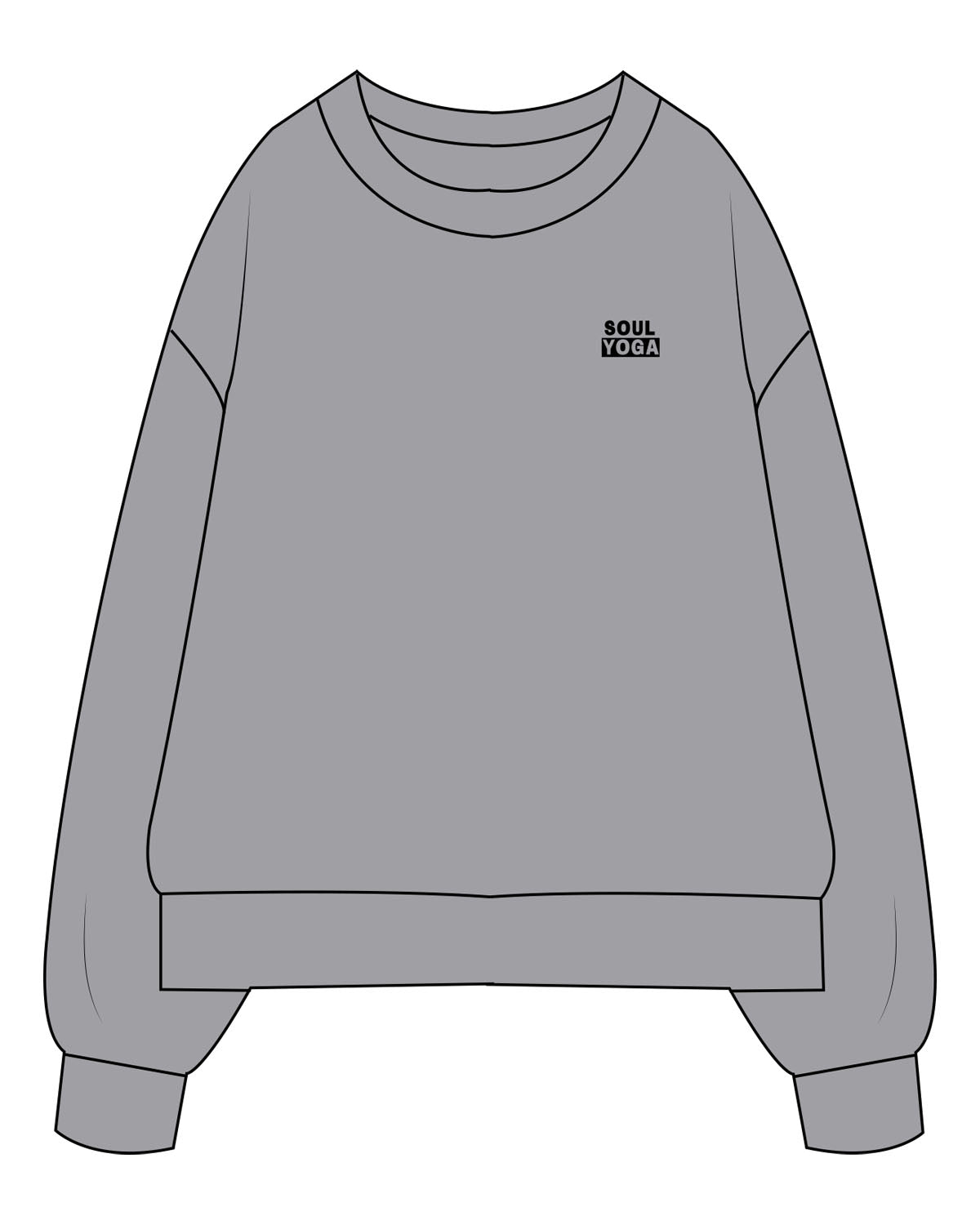 The Mens Heavyweight Crewneck - Heather - SOUL YOGA - Left Chest Stacked - Embroidered - Black