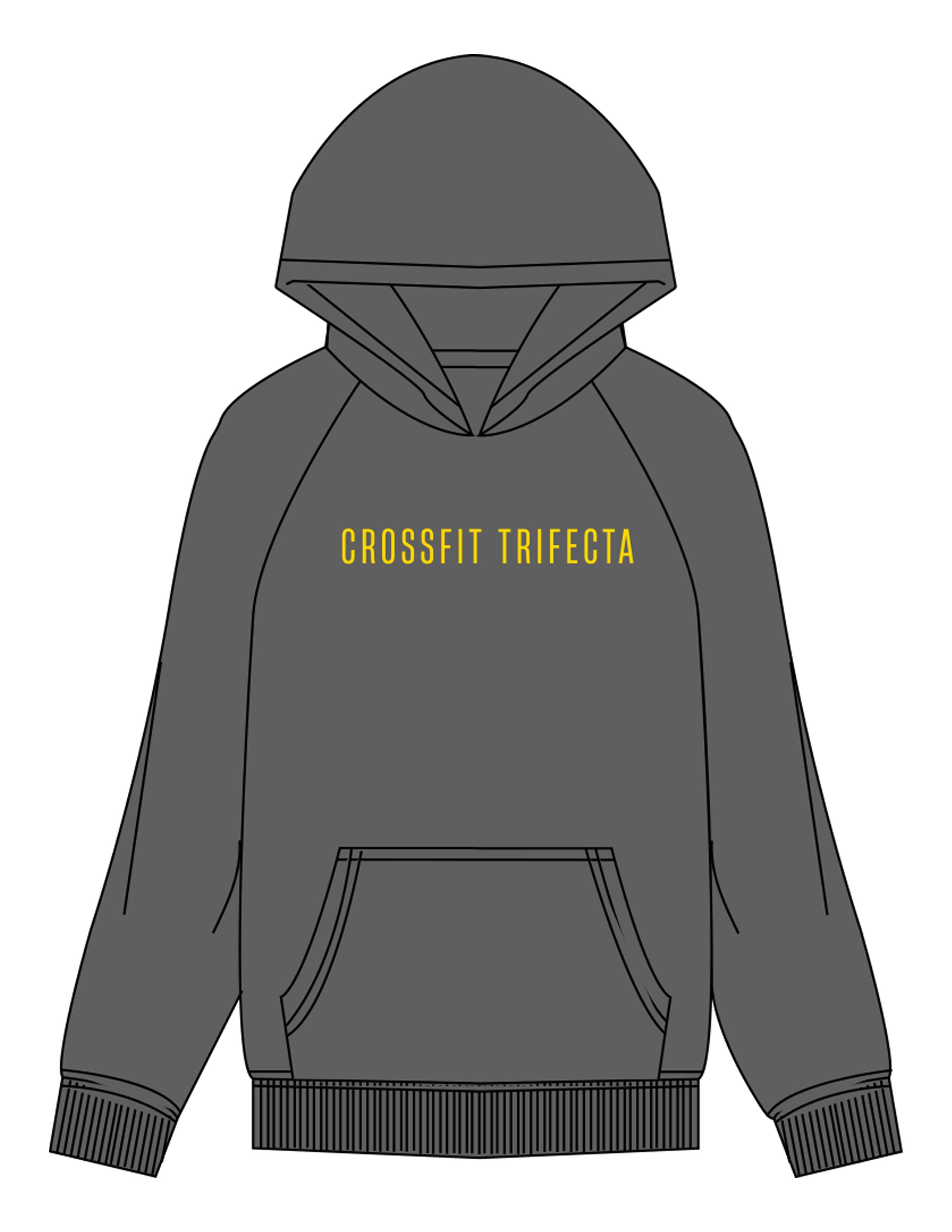 The Mens Hoodie - Shadow - Crossfit Trifecta - Center Chest & Full Back - Printed - Full Color