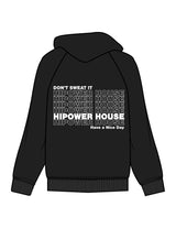 The Womens Zip Hoodie - Black - Hi Power - Left Chest & Back Stacked - Printed - White