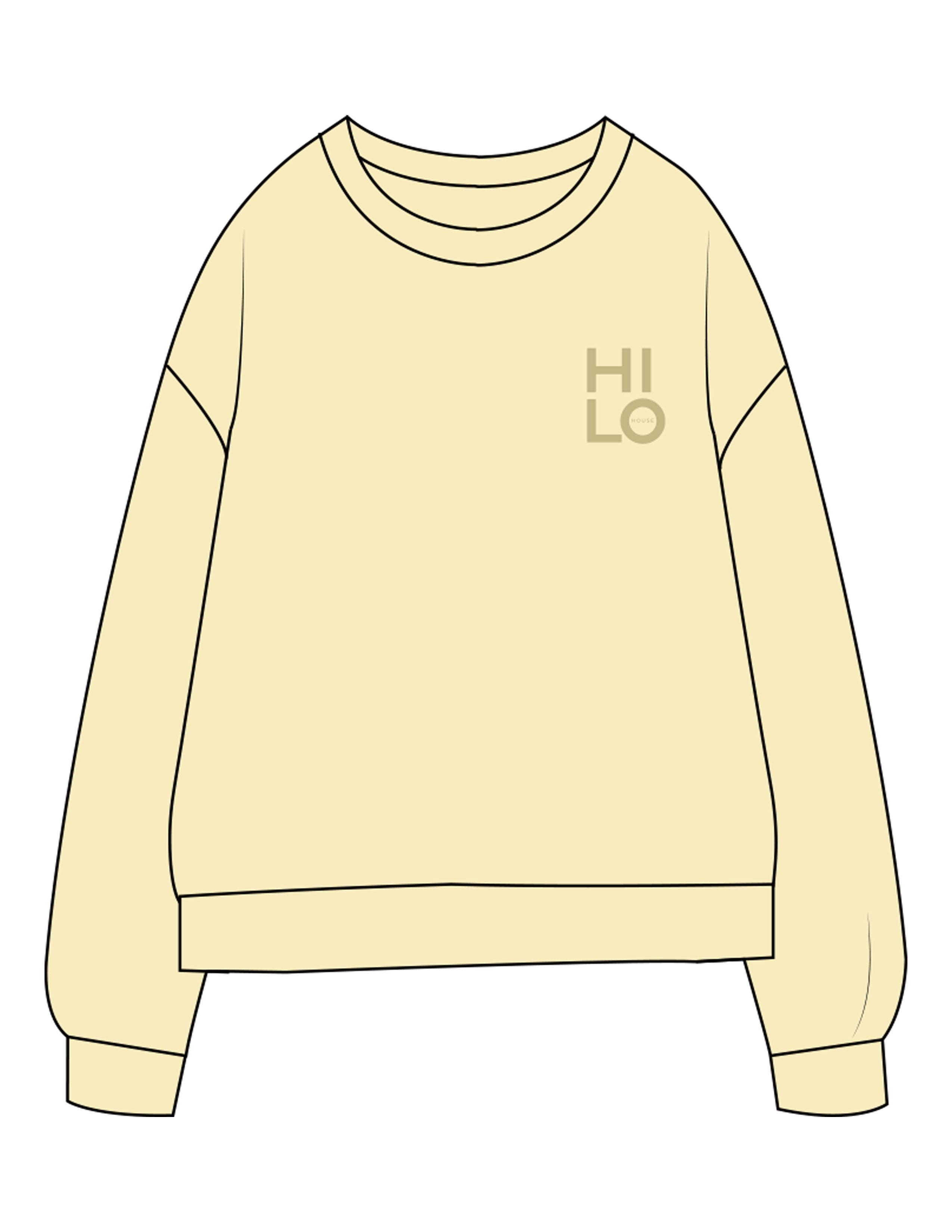 The Midweight Unisex Crewneck - Washed Yellow - HiLo - Left Chest & Back Stacked "SORRY" - Printed - Tone on Tone