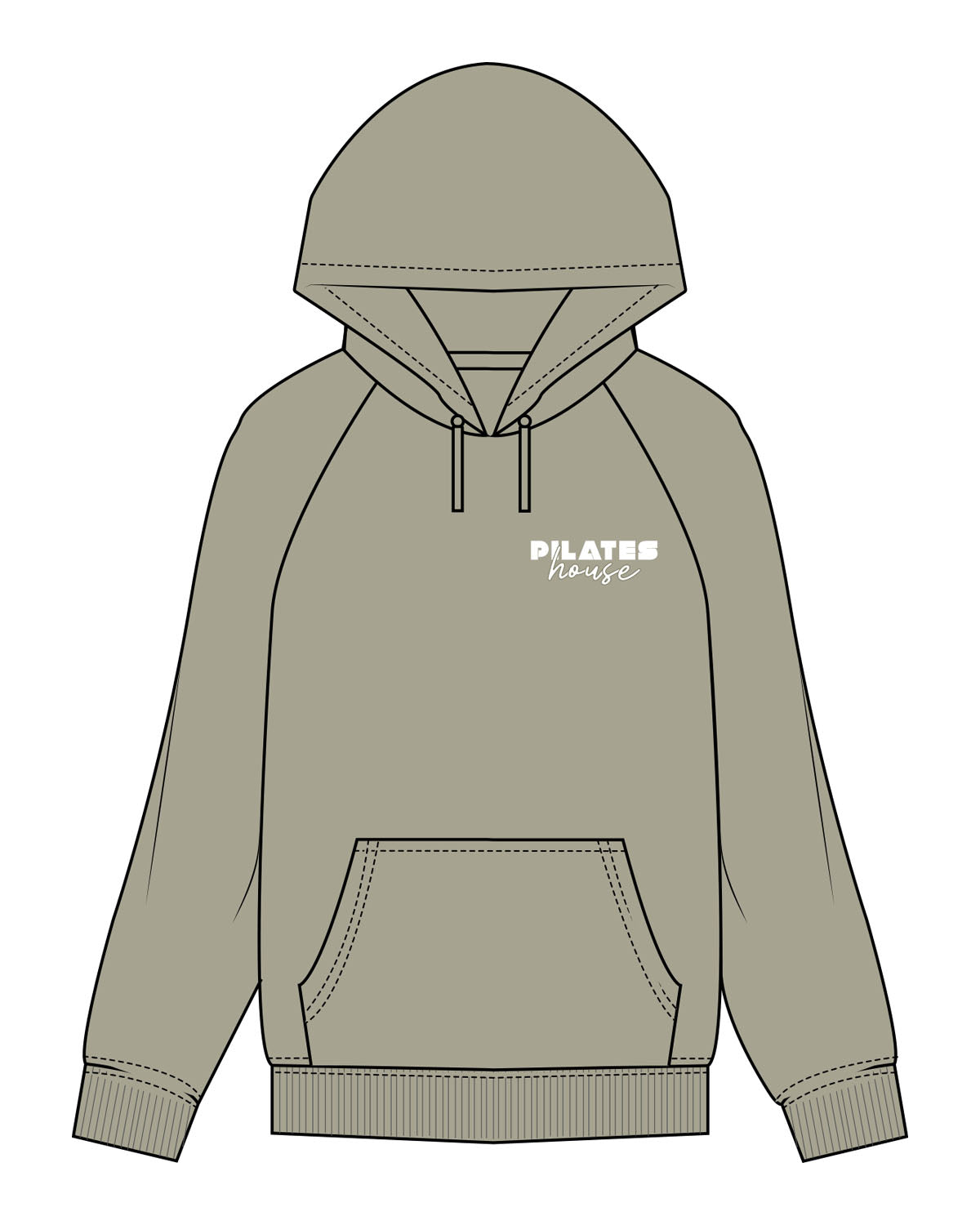 The Womens Heavyweight Hoodie - Eucalyptus - PHS - Left Chest - Back Stacked - Printed - Full Color