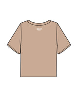 The Boxy Crop Tee - Sand - Squeeze Massage - Center Chest & Back Neckline Stacked - Printed - White