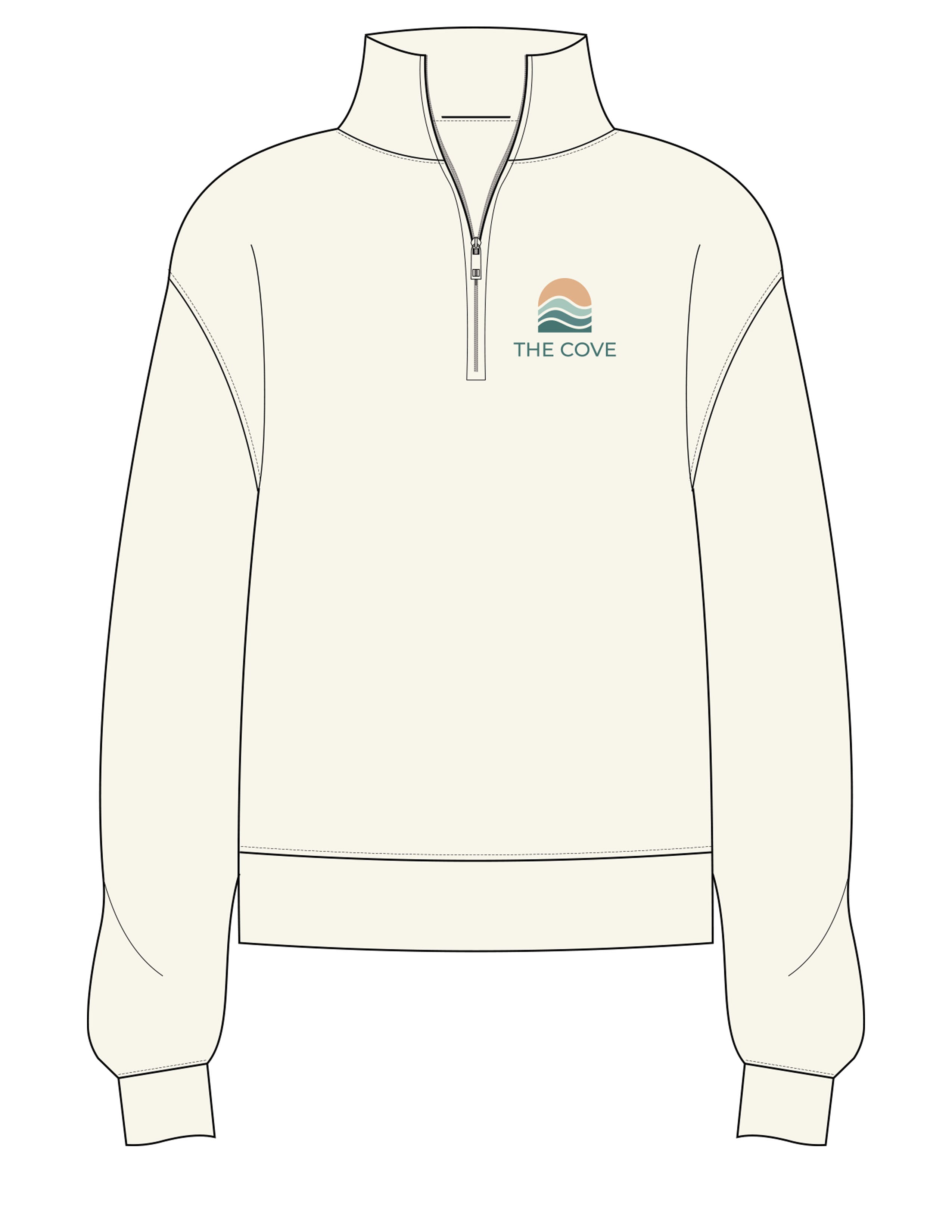 The Womens 1/4 Zip - Off White - The Cove - Left Chest - EMB - Full Color