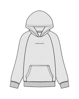 The Mens Hoodie - White Heather - Spring House - Center Chest - Back Round - Printed - Navy Blue